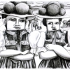 Lithographie Brandstifterinnen III (Bollenhut) 2016 ca 19x27cmgimp_nicht ganzsogross