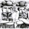 Lithographie Brandstifterinnen III (Bollenhut) 2016 ca 19x27cmgimp_nicht ganzsogross