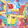 Narren mit gelber Wolke 65x80cm 2008